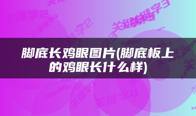 脚底长鸡眼图片(脚底板上的鸡眼长什么样)