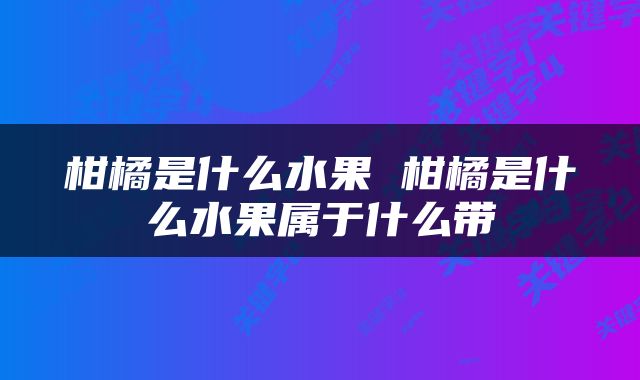 柑橘是什么水果 柑橘是什么水果属于什么带