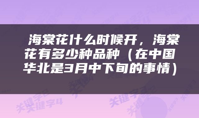  海棠花什么时候开，海棠花有多少种品种（在中国华北是3月中下旬的事情） 