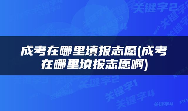 成考在哪里填报志愿(成考在哪里填报志愿啊)