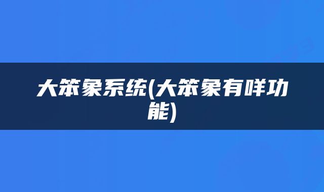大笨象系统(大笨象有咩功能)