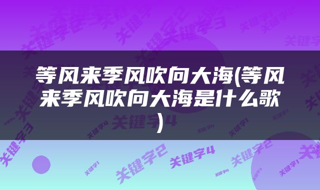 等风来季风吹向大海(等风来季风吹向大海是什么歌)