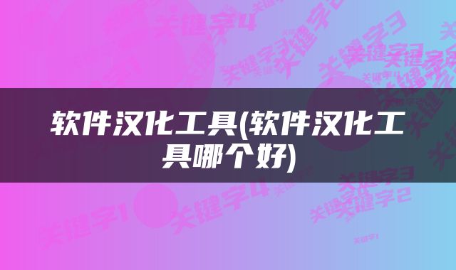 软件汉化工具(软件汉化工具哪个好)