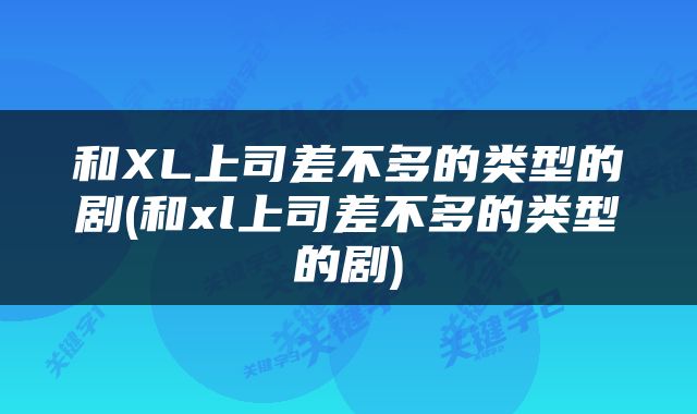 和XL上司差不多的类型的剧(和xl上司差不多的类型的剧)