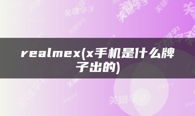 realmex(x手机是什么牌子出的)