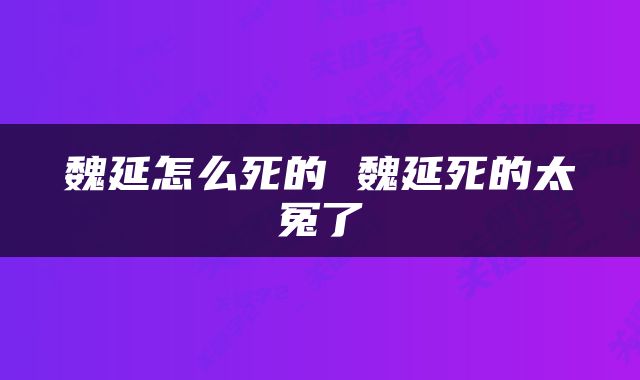 魏延怎么死的 魏延死的太冤了