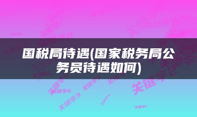 国税局待遇(国家税务局公务员待遇如何)