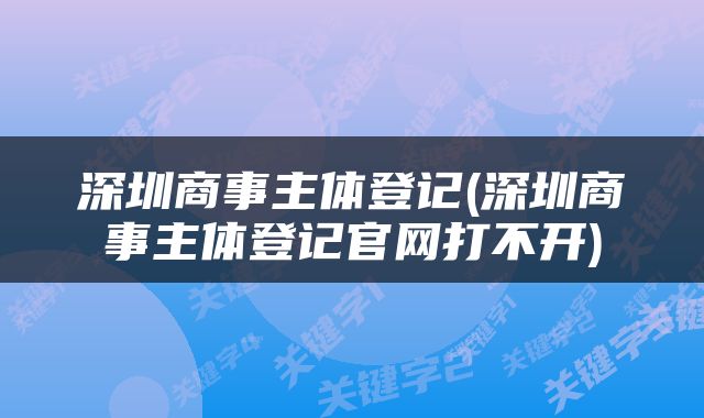深圳商事主体登记(深圳商事主体登记官网打不开)