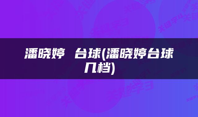 潘晓婷 台球(潘晓婷台球几档)