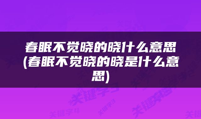 春眠不觉晓的晓什么意思(春眠不觉晓的晓是什么意思)