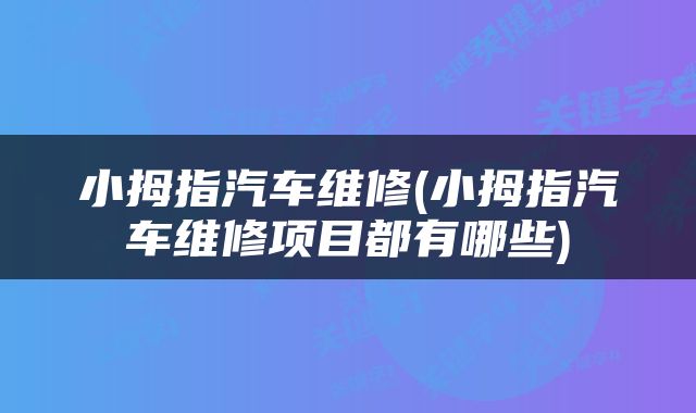 小拇指汽车维修(小拇指汽车维修项目都有哪些)