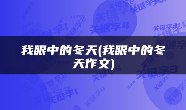 我眼中的冬天(我眼中的冬天作文)