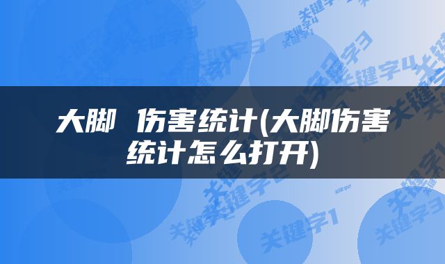 大脚 伤害统计(大脚伤害统计怎么打开)