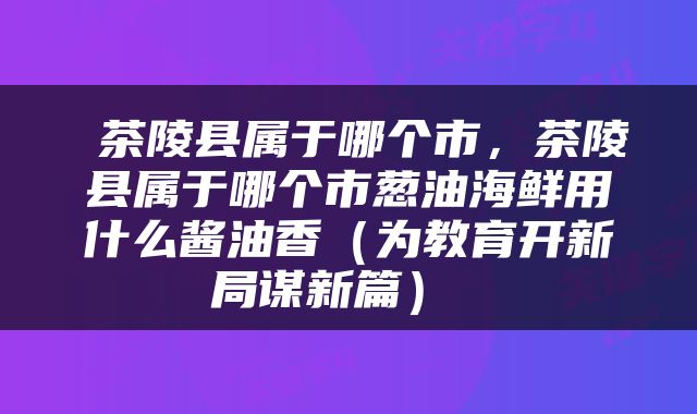  茶陵县属于哪个市，茶陵县属于哪个市葱油海鲜用什么酱油香（为教育开新局谋新篇） 