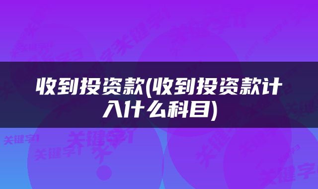收到投资款(收到投资款计入什么科目)