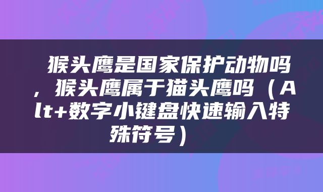  猴头鹰是国家保护动物吗，猴头鹰属于猫头鹰吗（Alt+数字小键盘快速输入特殊符号） 