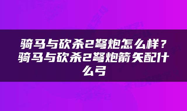骑马与砍杀2弩炮怎么样？骑马与砍杀2弩炮箭矢配什么弓