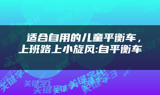  适合自用的儿童平衡车，上班路上小旋风:自平衡车 