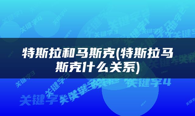 特斯拉和马斯克(特斯拉马斯克什么关系)
