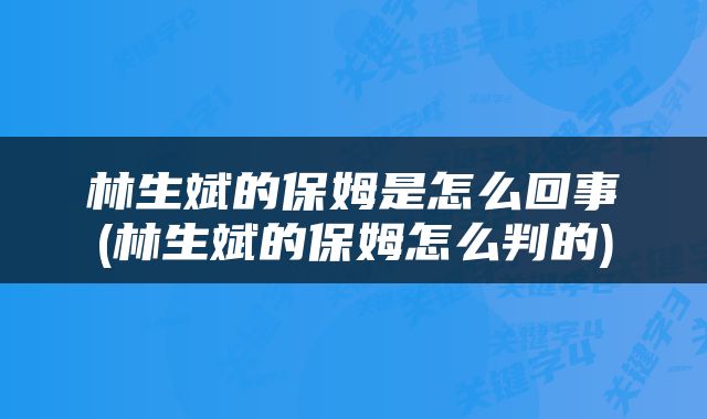 林生斌的保姆是怎么回事(林生斌的保姆怎么判的)