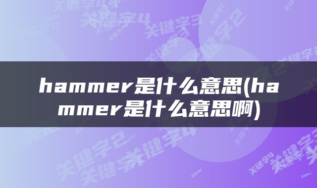 hammer是什么意思(hammer是什么意思啊)
