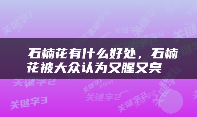  石楠花有什么好处，石楠花被大众认为又腥又臭 