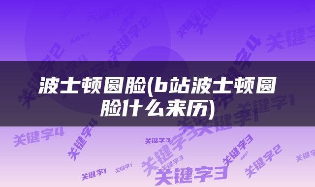 波士顿圆脸(b站波士顿圆脸什么来历)
