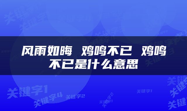 风雨如晦 鸡鸣不已 鸡鸣不已是什么意思
