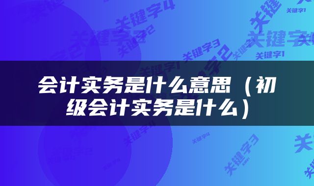 会计实务是什么意思（初级会计实务是什么）