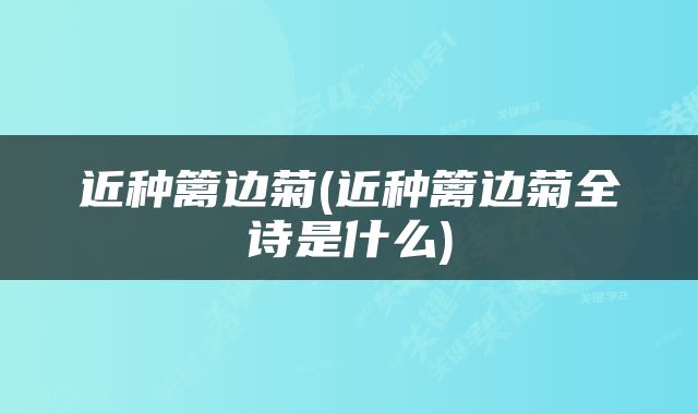 近种篱边菊(近种篱边菊全诗是什么)