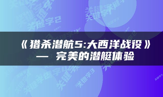 《猎杀潜航5:大西洋战役》 — 完美的潜艇体验