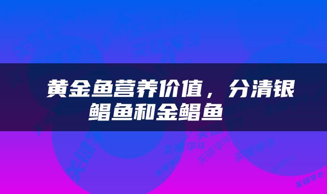  黄金鱼营养价值，分清银鲳鱼和金鲳鱼 