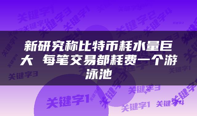 新研究称比特币耗水量巨大 每笔交易都耗费一个游泳池