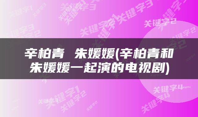 辛柏青 朱媛媛(辛柏青和朱媛媛一起演的电视剧)