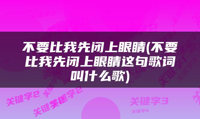 不要比我先闭上眼睛(不要比我先闭上眼睛这句歌词叫什么歌)