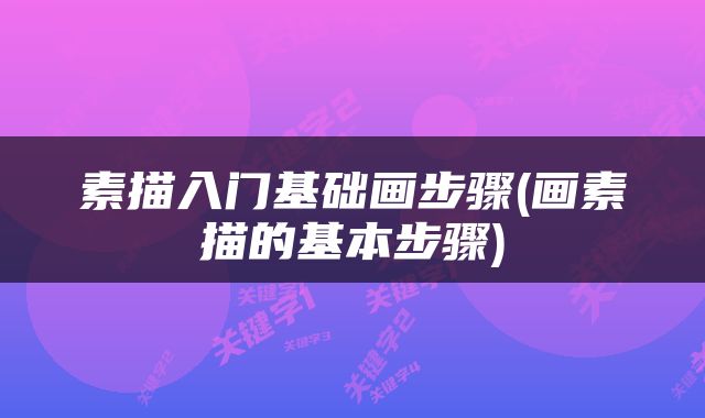 素描入门基础画步骤(画素描的基本步骤)