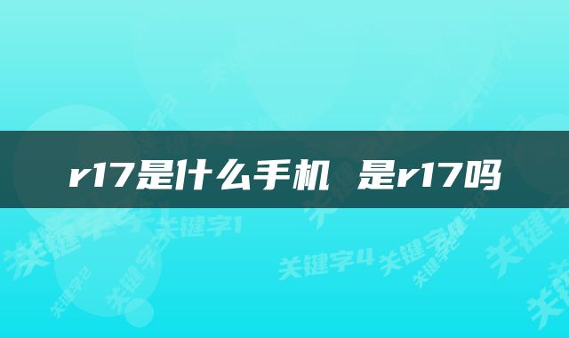 r17是什么手机 是r17吗