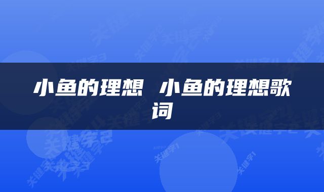 小鱼的理想 小鱼的理想歌词
