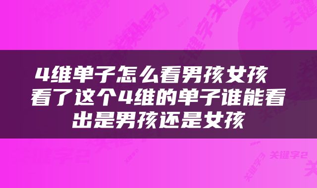 4维单子怎么看男孩女孩 看了这个4维的单子谁能看出是男孩还是女孩