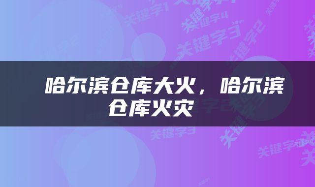  哈尔滨仓库大火，哈尔滨仓库火灾 