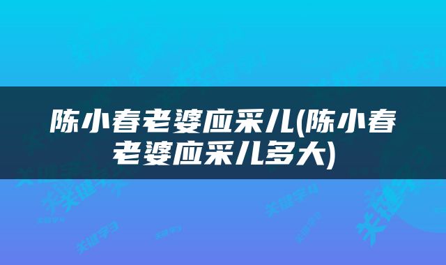 陈小春老婆应采儿(陈小春老婆应采儿多大)