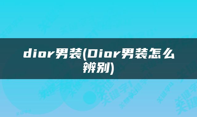 dior男装(Dior男装怎么辨别)