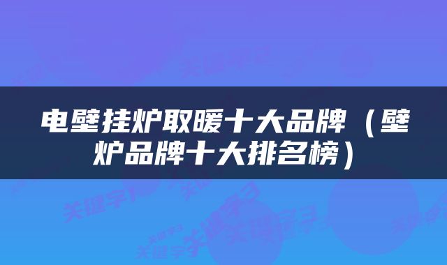 电壁挂炉取暖十大品牌（壁炉品牌十大排名榜）