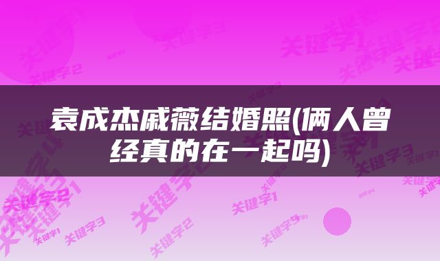 袁成杰戚薇结婚照(俩人曾经真的在一起吗)