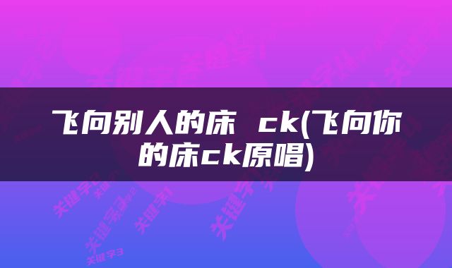 飞向别人的床 ck(飞向你的床ck原唱)