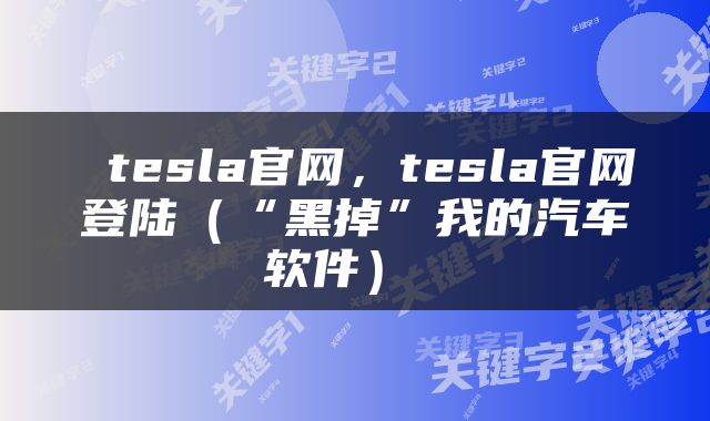  tesla官网，tesla官网登陆（“黑掉”我的汽车软件） 