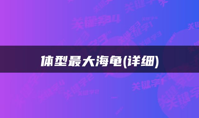 体型最大海龟(详细)