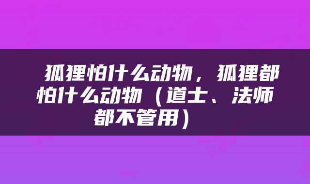  狐狸怕什么动物，狐狸都怕什么动物（道士、法师都不管用） 