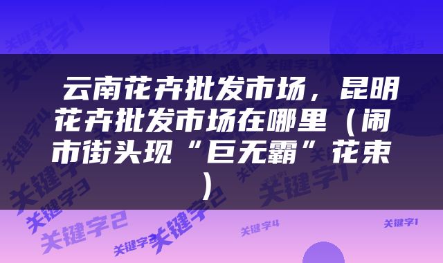  云南花卉批发市场，昆明花卉批发市场在哪里（闹市街头现“巨无霸”花束） 