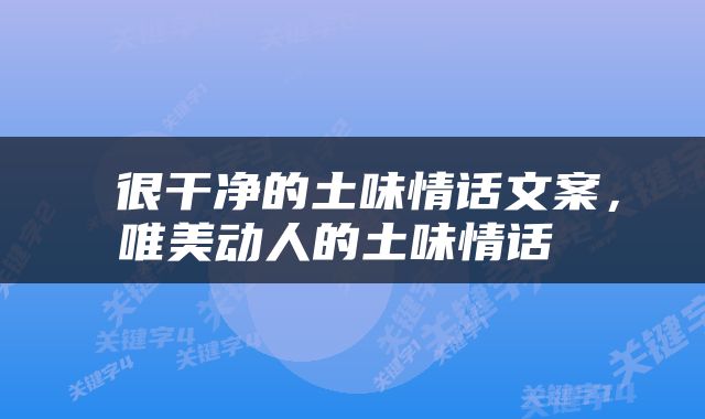 很干净的土味情话文案，唯美动人的土味情话 